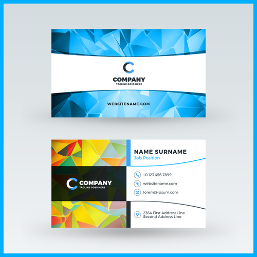 Geometric polygon colored business card template vector