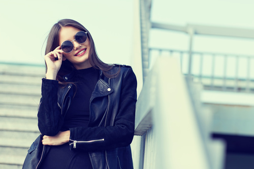 Girl in black outfit outdoors Stock Photo 04 free download