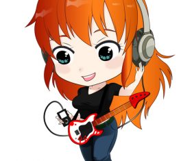 Girl playing electric guitar vector