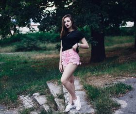 Girl posing outdoors Stock Photo