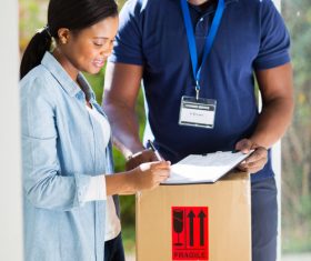 Girl signing express Stock Photo
