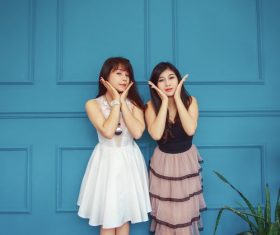 Girlfriend posing as flower photo pose Stock Photo