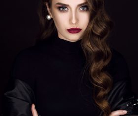 Glamorous young beautiful rock style girl Stock Photo 01