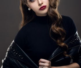 Glamorous young beautiful rock style girl Stock Photo 03