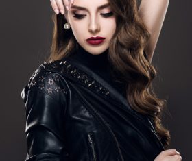 Glamorous young beautiful rock style girl Stock Photo 08