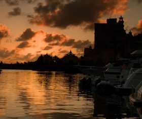 Gloomy sky at sunset Stock Photo