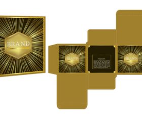 Gold box package template vector