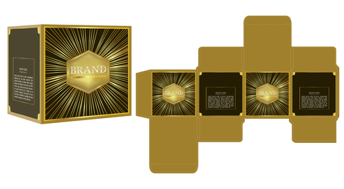 Gold box package template vector