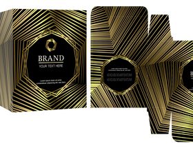 Gold ornament package box with cosmetic vector 03