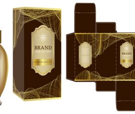 Gold ornament package box with cosmetic vector 04