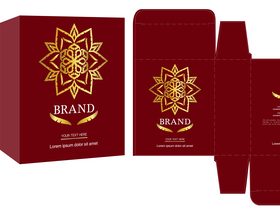 Gold ornament package box with cosmetic vector 05