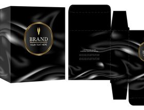 Gold ornament package box with cosmetic vector 06