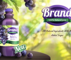 Grape juice poster design vector template 02