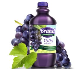 Grape juice poster design vector template 03