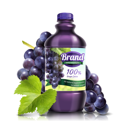 Grape juice poster design vector template 03