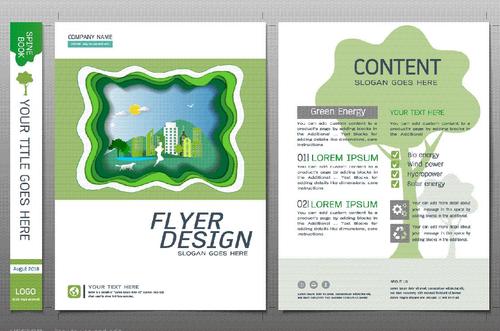 Green city flyer design template vector 01