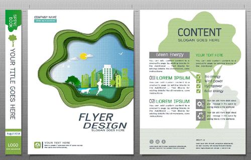 Green city flyer design template vector 02