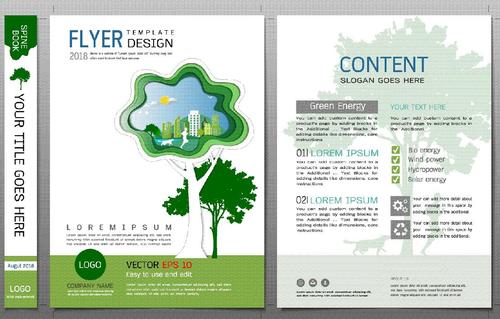 Green city flyer design template vector 05