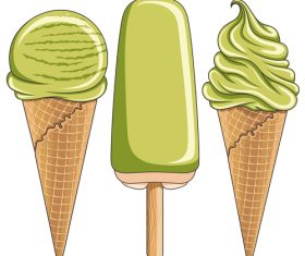 Green ice cream cone vector material