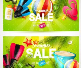Green summer sale banners vector