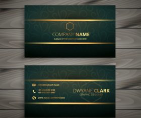 Green with golden business card template vector