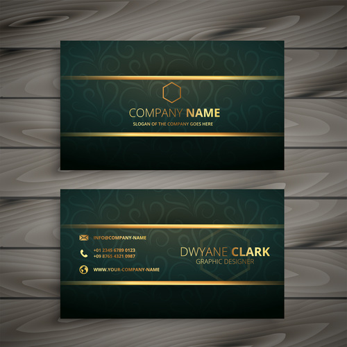 Green with golden business card template vector
