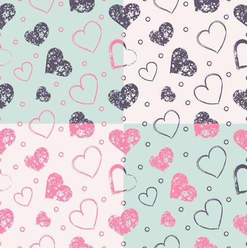 Grunge hearts pattern vector