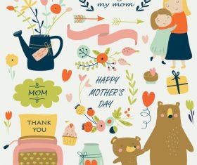 Hand drawn animals and characters cartoon vector material