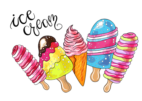 Hand drawn ice cream design vector
