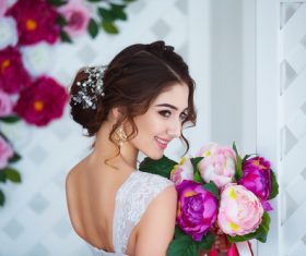 Hand-held bouquet bride posing Stock Photo 07