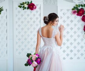 Hand-held bouquet bride posing Stock Photo 08