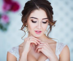 Hand-held bouquet bride posing Stock Photo 09