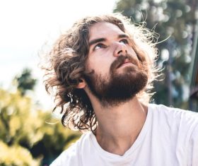 Handsome man who stays Whiskers Stock Photo