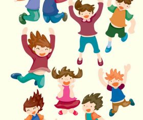 Happy jumping children vector