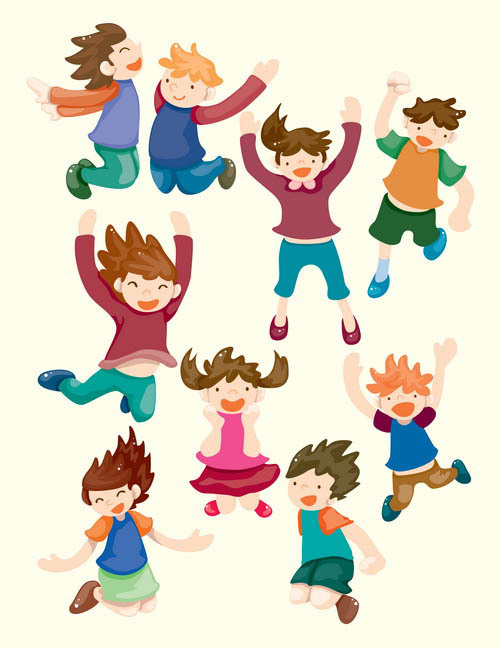 Happy jumping children vector