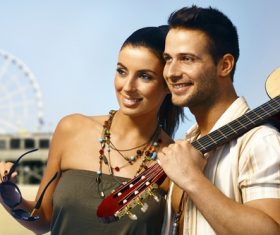 Happy young couple enjoying summer vacation Stock Photo