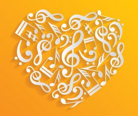 Heart with musical note vector
