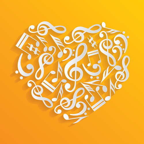 Heart with musical note vector