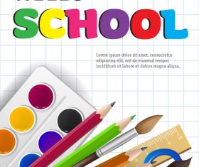 Hello school background with stationery vector 05