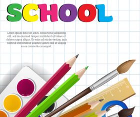 Hello school background with stationery vector 07
