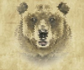 Hexagon wave point bear head vector material