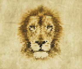 Hexagon wave point lion head vector material