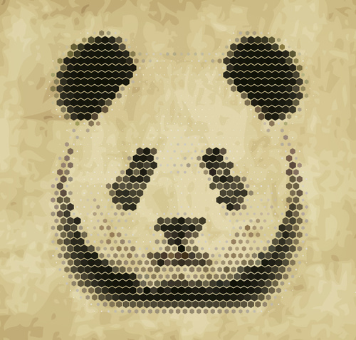 Hexagon wave point panda head vector material