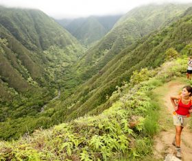 Hiking mountaineer Stock Photo