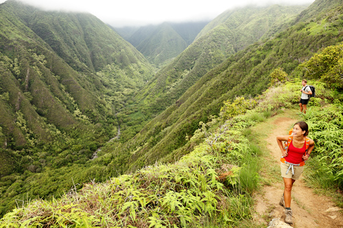 Hiking mountaineer Stock Photo