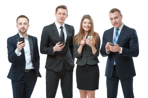 Holding a cell phone Business People Stock Photo