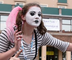 Horror girl clown makeup Stock Photo