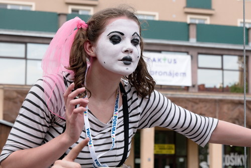 Horror girl clown makeup Stock Photo