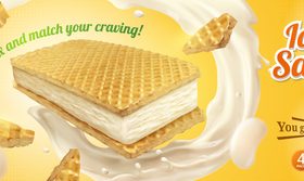 Ice cream sandwich advertisement poster template vector