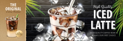 Iced latte ads in 3d vector illustration 03
